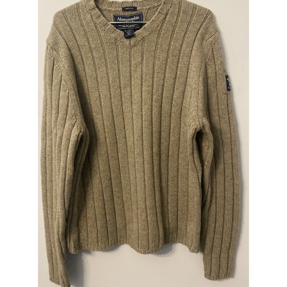 Abercrombie and Fitch Muscle Men’s XL LambsWool Blend Beige Sweater